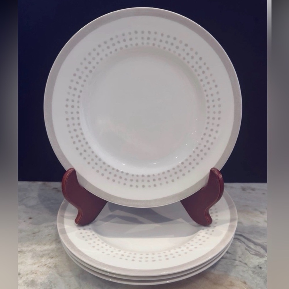 4 Kate Spade New York Lenox Charlotte Street Grey East 9.5” Plates Set of 4